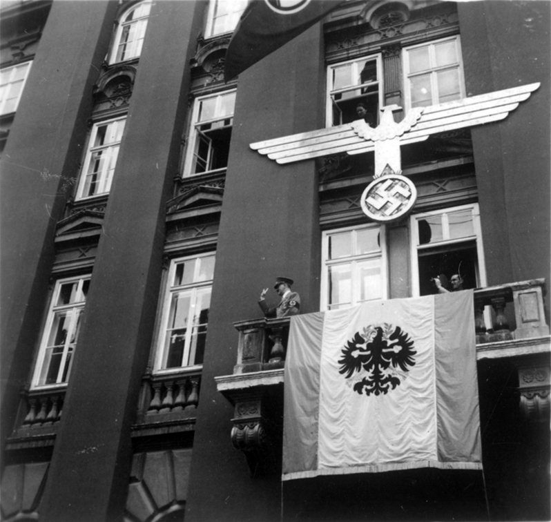 Adolf Hitler on the balcony of Hotel Tyrol in Innsbruck
